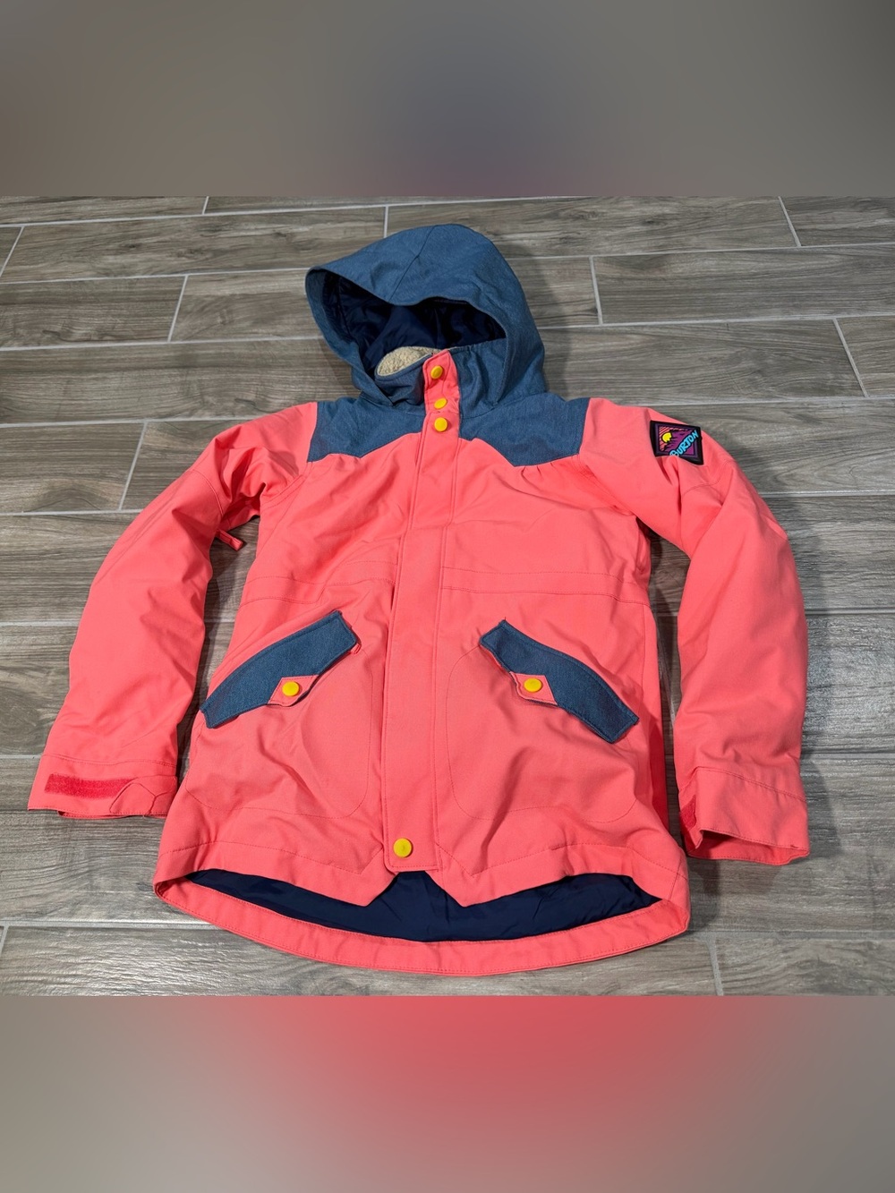 Burton Girls Pink Snow Jacket Dry Ride Ski Wonter Jacket Hood Youth Medium 10/12